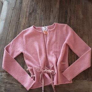 Tocca lambswool&angora velvet ribbon tie cardigan